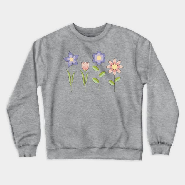 Retro Flowers Crewneck Sweatshirt by sifis